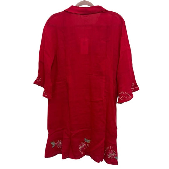 Johnny Was Red Floral Embroidered Mini Dress, XLP - Picture 7 of 14